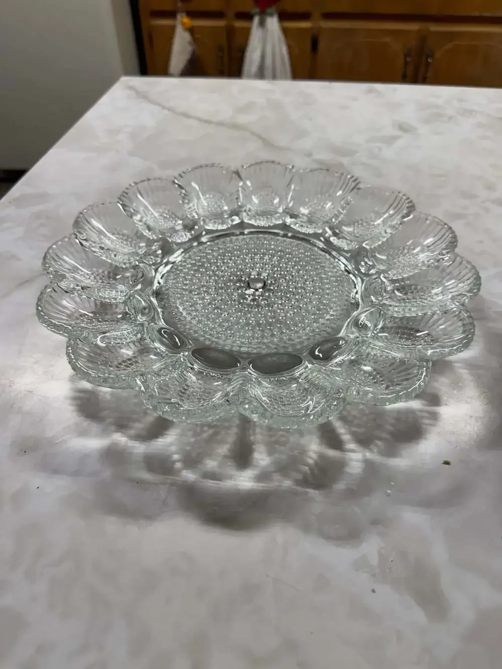 Vintage Indiana Glass Company Clear Hobnail Deviled Egg Plate 11 Inch
